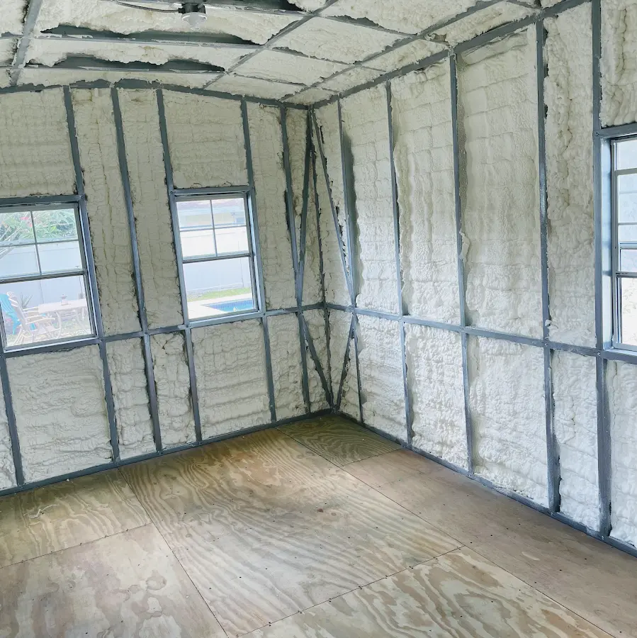 Closed-cell spray foam insulation applied to wall cavities in a residential project in Solana Beach